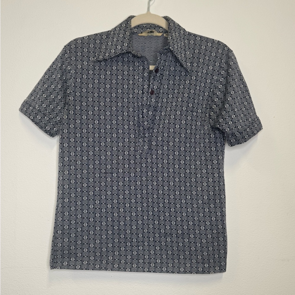 Navy Patterned Polo Shirt